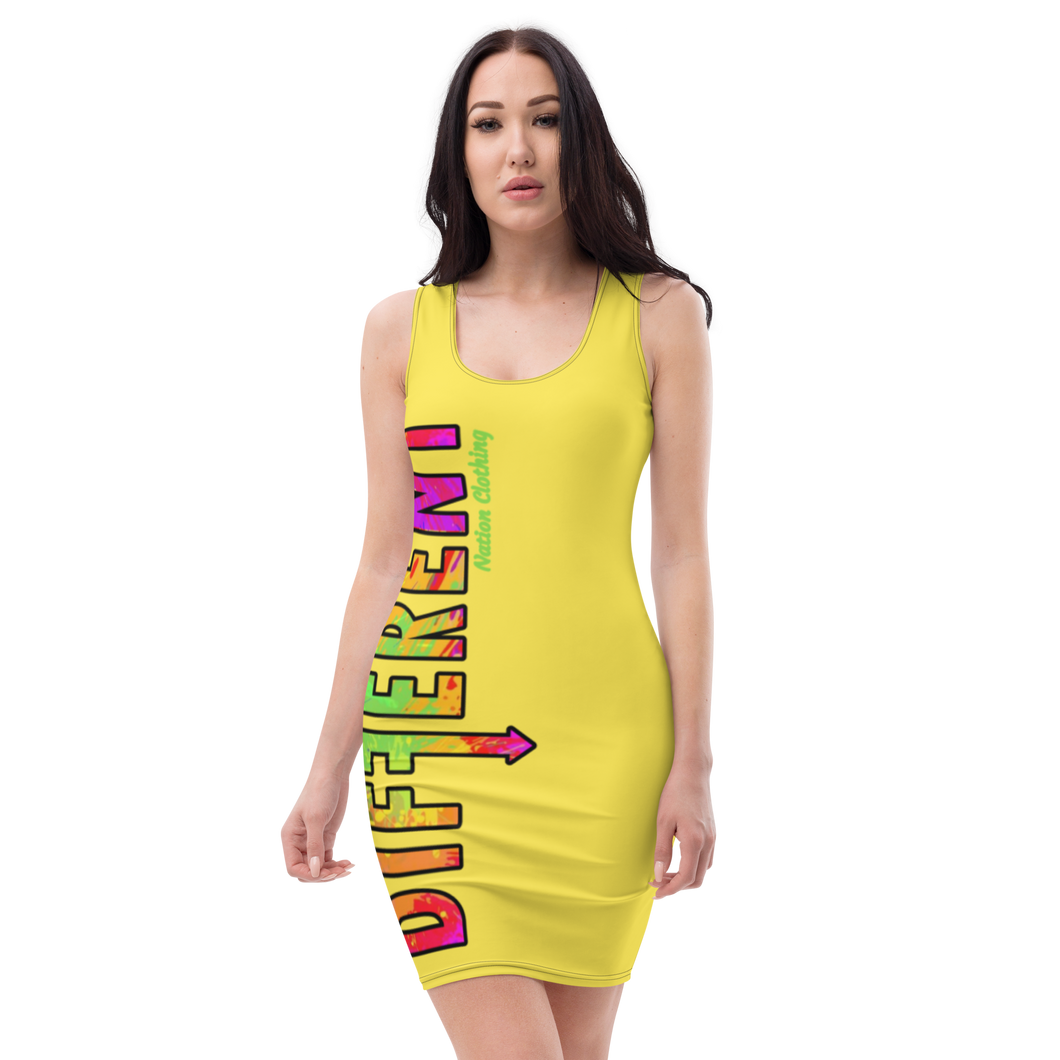 Yellow Painted Fitted Diffy Dress