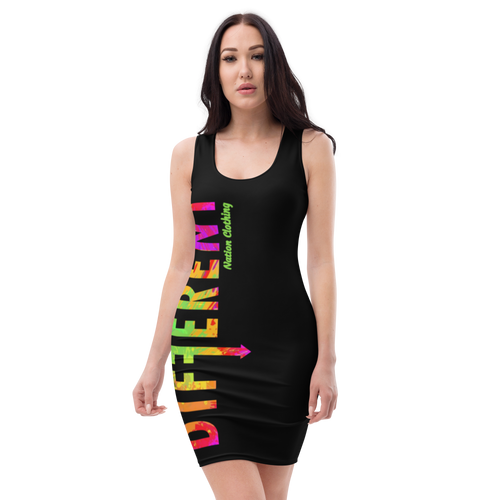 Women's Blk & Colorful Fitted Diffy Dress