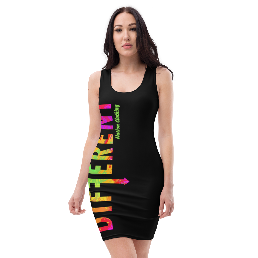 Women's Blk & Colorful Fitted Diffy Dress