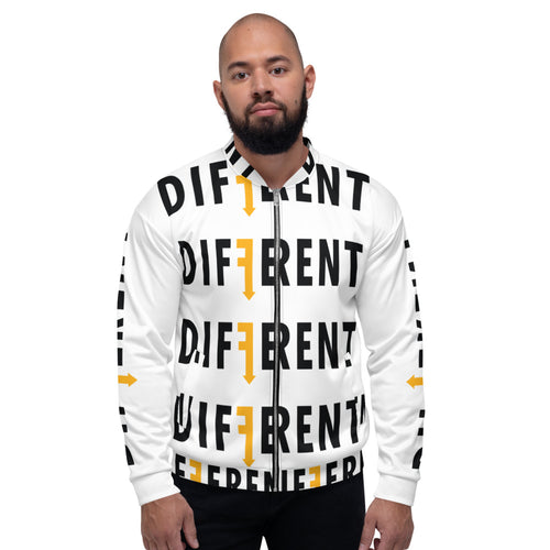 Different White/Blk/ Gld Unisex Bomber Jacket